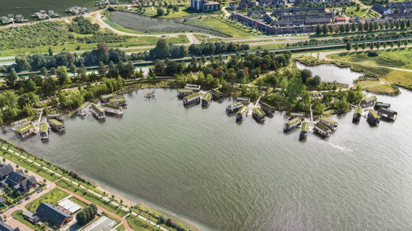Drijvende woningen van project 't Blauw