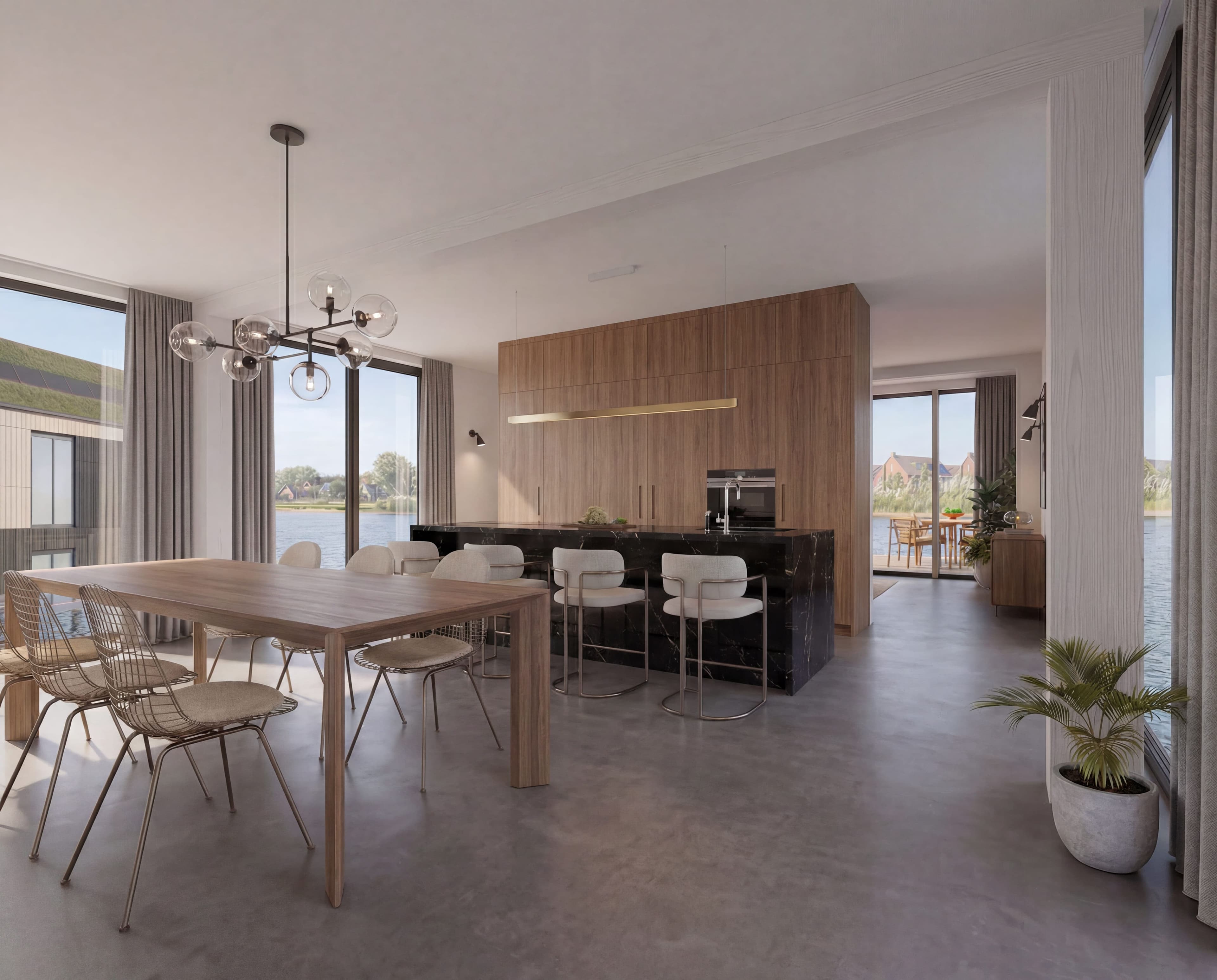 Interieurimpressie met luxe materialen van Wonen in 't Blauw